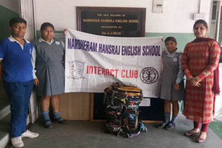 Donation of School bags for under privileged children on 20.04.2019